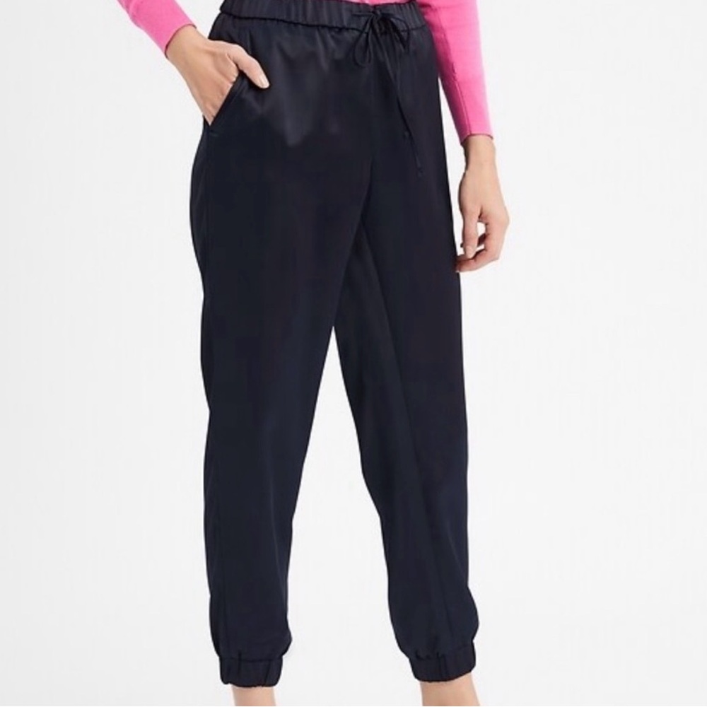 Banana Republic navy satin drawstring  joggers